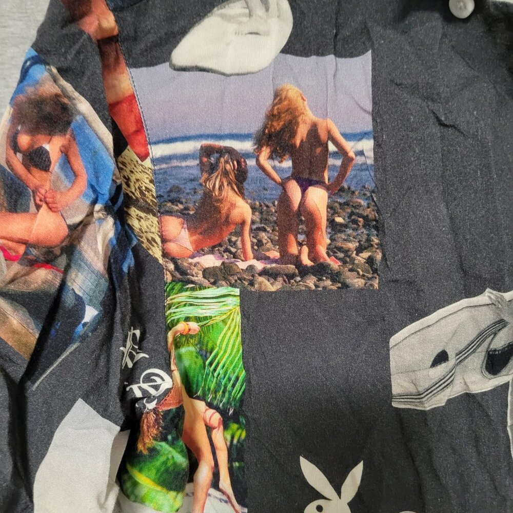 Men's Playboy Surf Club x PACSUN Pinup Girl Graphic Button Down Shirt size Small - Picture 4 of 11